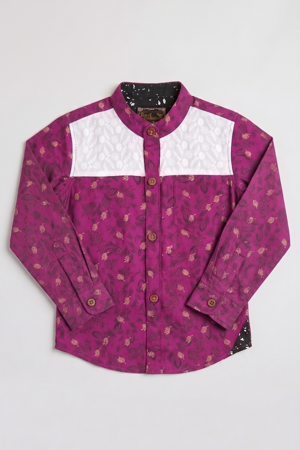 Purple Flowers Print Full Sleeves Casual Shirt Secondary image