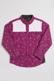 Purple Flowers Print Full Sleeves Casual Shirt