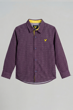 Dark Purple Design Print Full Sleeves Casual Shirt