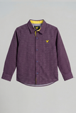 Dark Purple Design Print Full Sleeves Casual Shirt