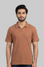 PLAIN BROWN RIBBED FABRIC POLO FOR MEN