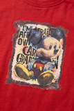 Red Mickey Mouse Print T-shirt Top For Girls