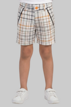WHITE WITH YELLOW CHECK SHORT FOR BOYS