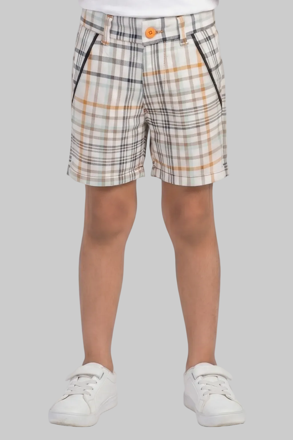 WHITE WITH YELLOW CHECK SHORT FOR BOYS