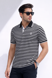 White With Black Small Stripes Polo For Men