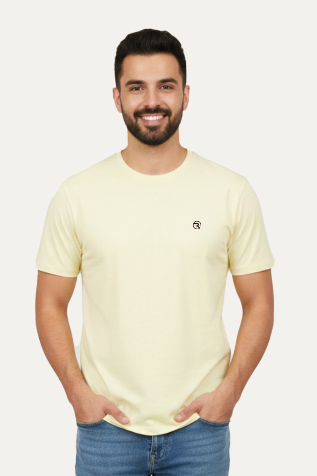 Lime Yellow Plain Activewear T-shirt For Mens