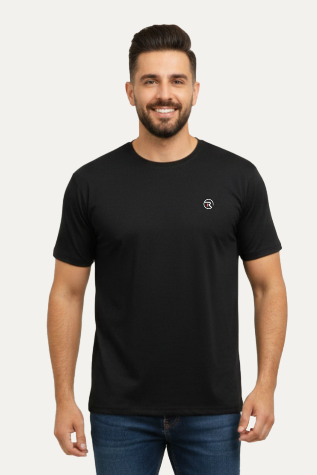 Black Plain Activewear T-shirt For Mens Main image