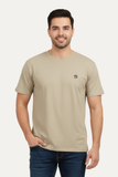 Beige Plain Activewear T-shirt For Mens
