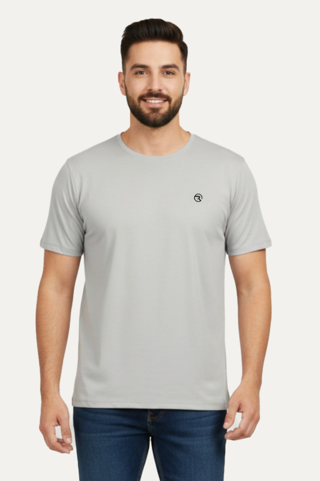 Hazel Grey Plain Activewear T-shirt For Mens Main image