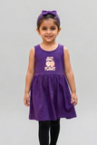 Purple Just Peachy Print With Hair Band Frock For Girls