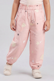 Pink Heart Star Print Pockets Pajama For Girls