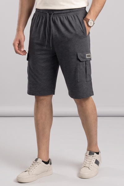 Charcoal Grey Double Pocket Shorts For Mens