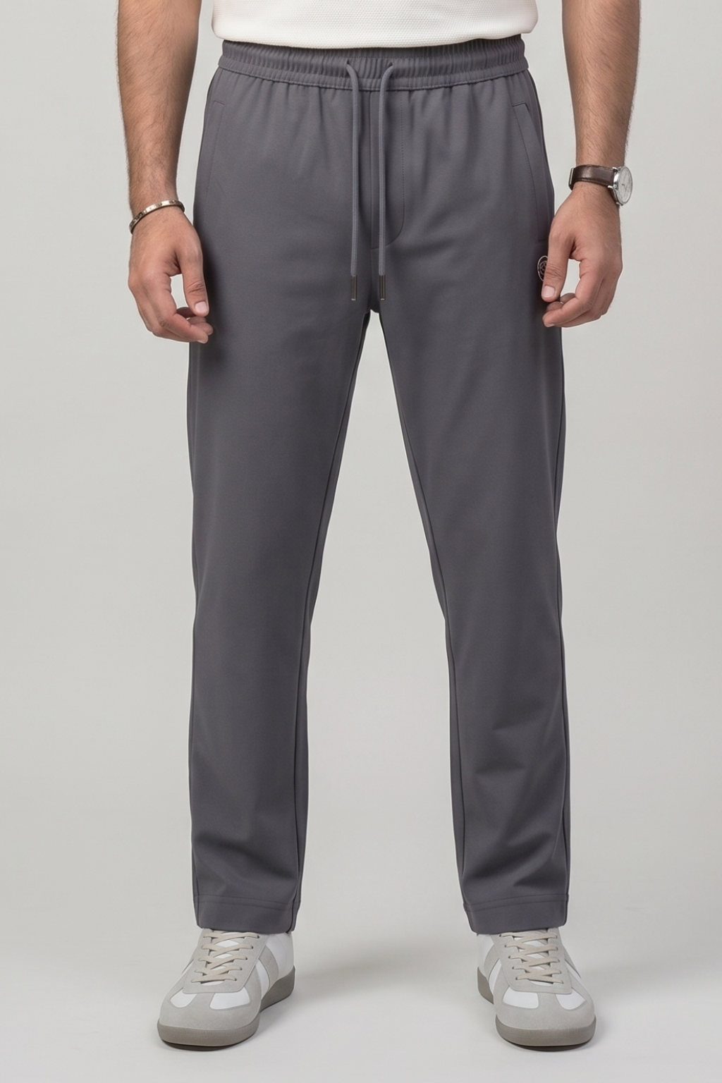 Grey "R" Print Dri-Fit Fabric Trouser For Mens