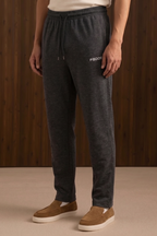 Charcoal Grey Roger Logo Print Jersy Fabric Trouser For Mens