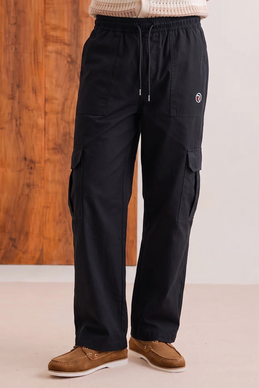 Black Double Pocket Jersy Fabric Trouser For Mens