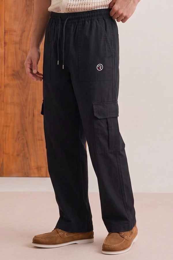 Black Double Pocket Jersy Fabric Trouser