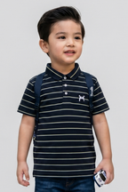 Black With Yellow Stripes Polo For Boys