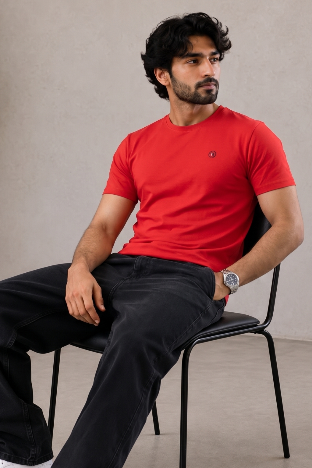 Red Plain T-shirt For Men Secondary image