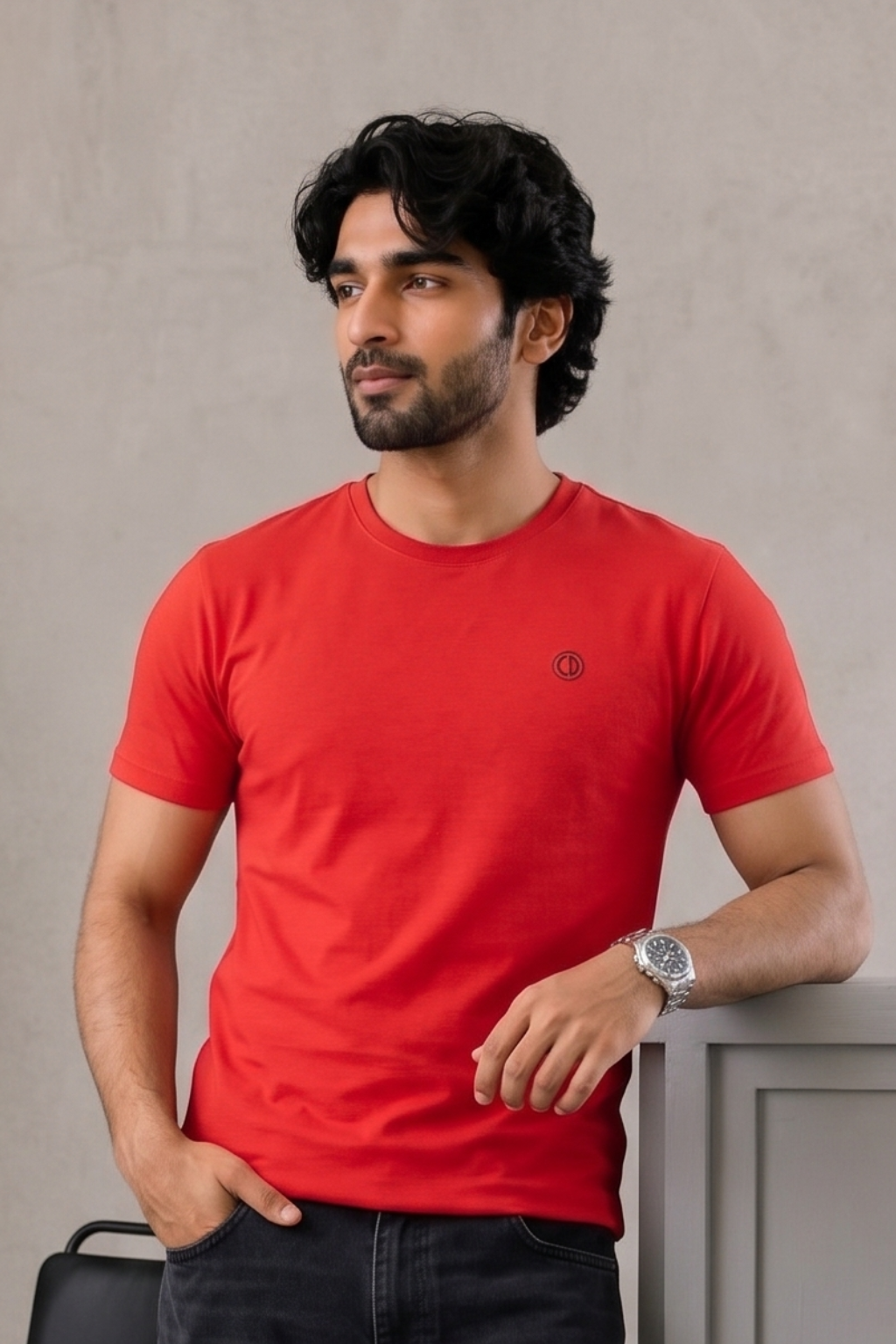 Red Plain T-shirt For Men