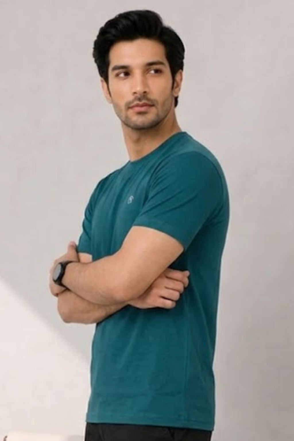 Teal Blue Plain T-shirt For Men