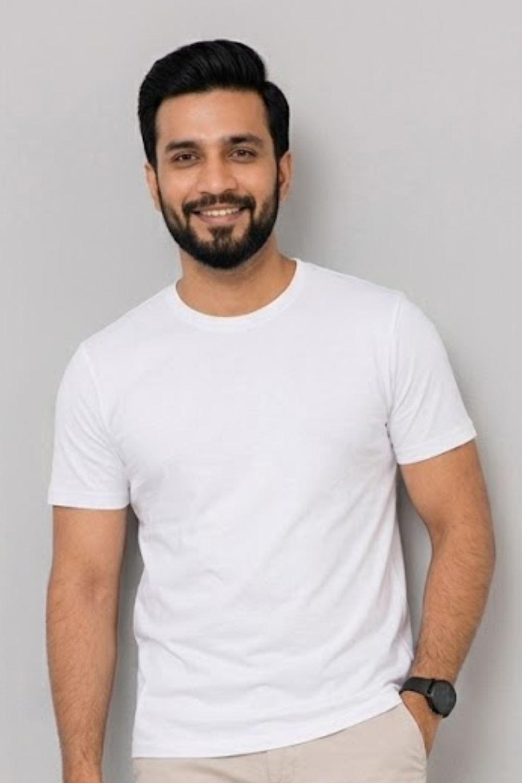 White Plain T-shirt For Men Main image