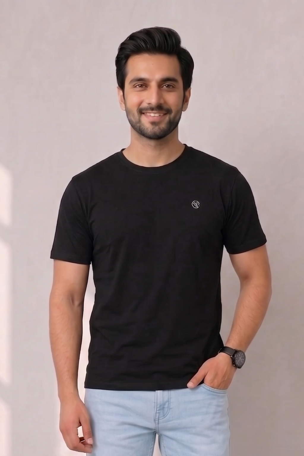 Black Plain T-shirt For Men