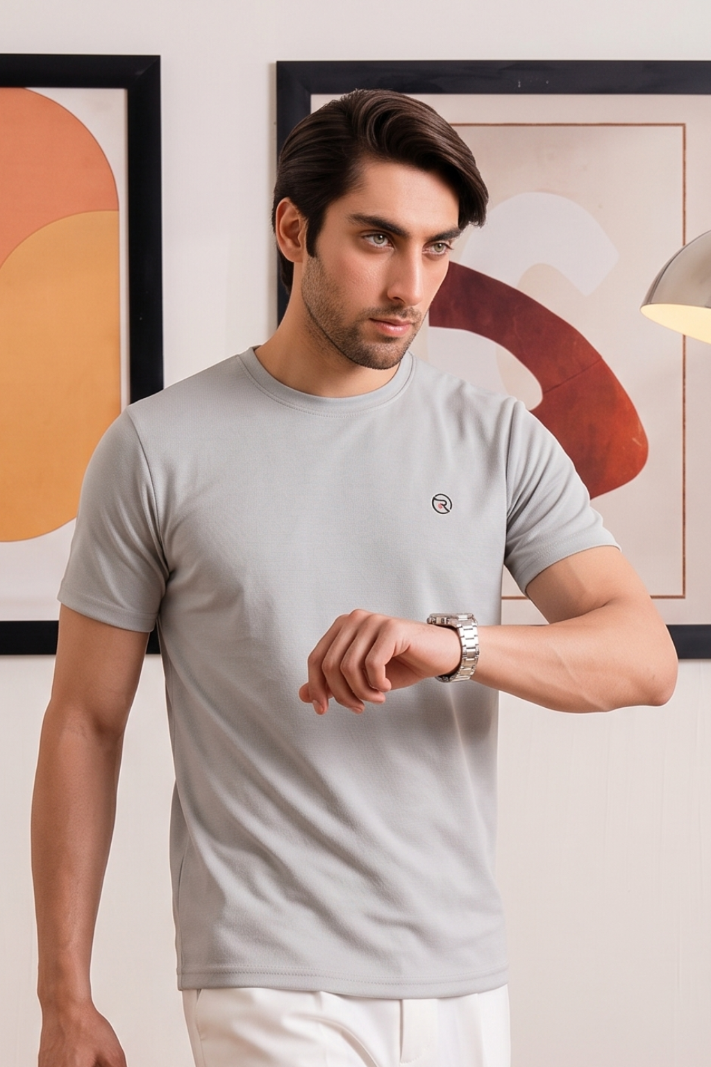 Hazel Grey Plain Activewear T-shirt For Mens