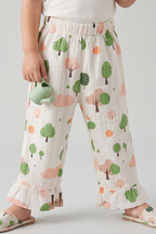 White Trees Print Flapper For Girls
