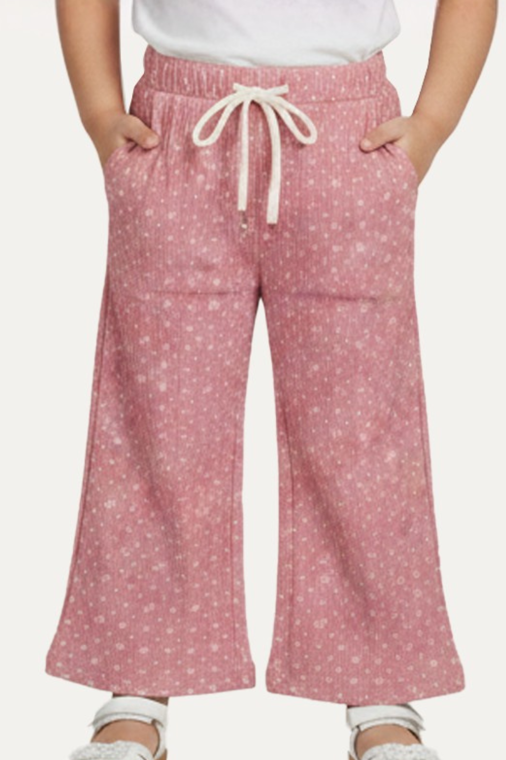 Pink Flowers Printed Flapper For Girls