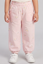 Pink Rainbow Print Pocket Pajama For Girls