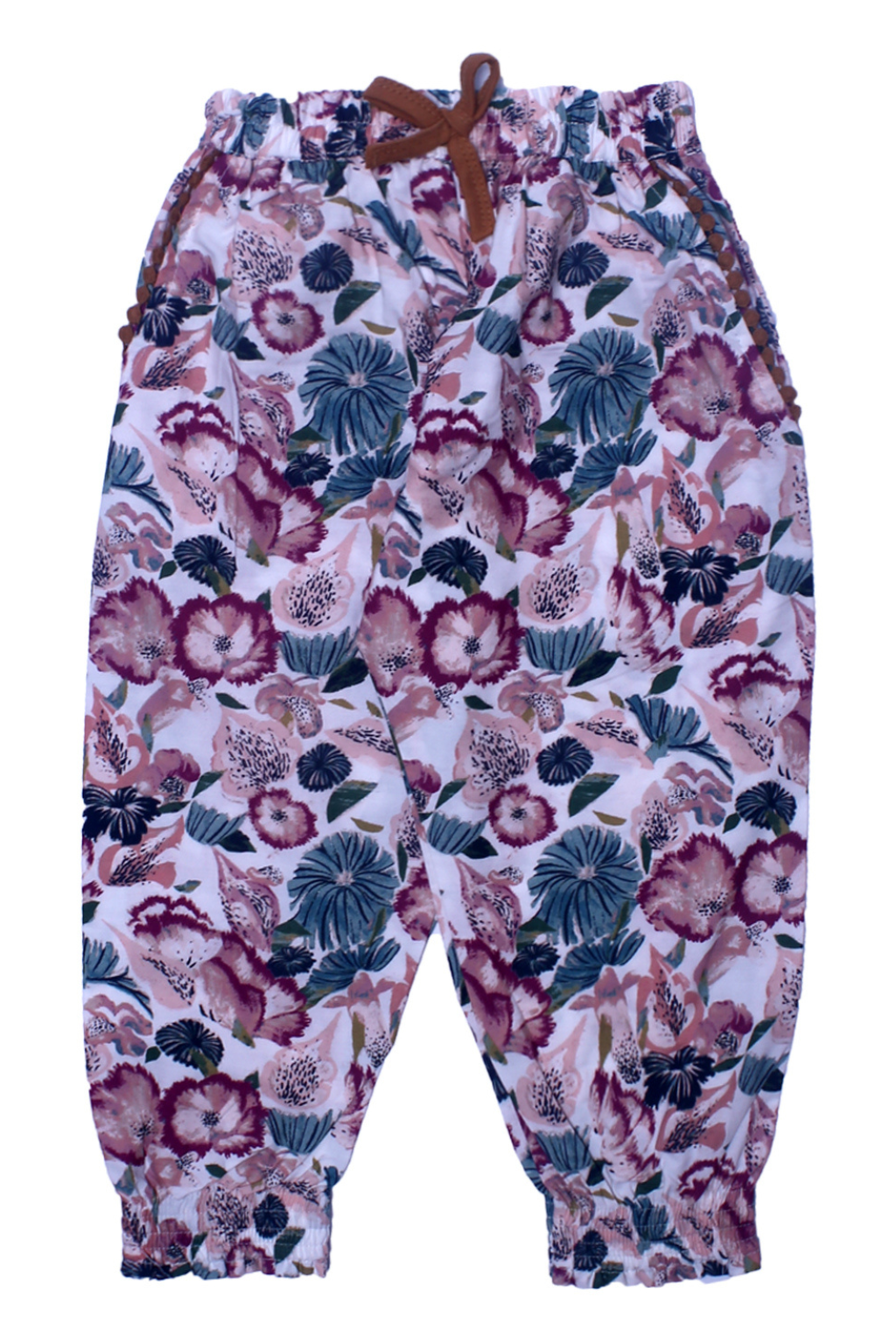 NEW WHITE WITH PINK & GREEN BIG FLOWERS PRINTED COTTON PAJAMA
