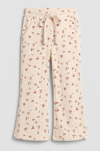 Cream With Maroon Flowers Print Flapper For Girls