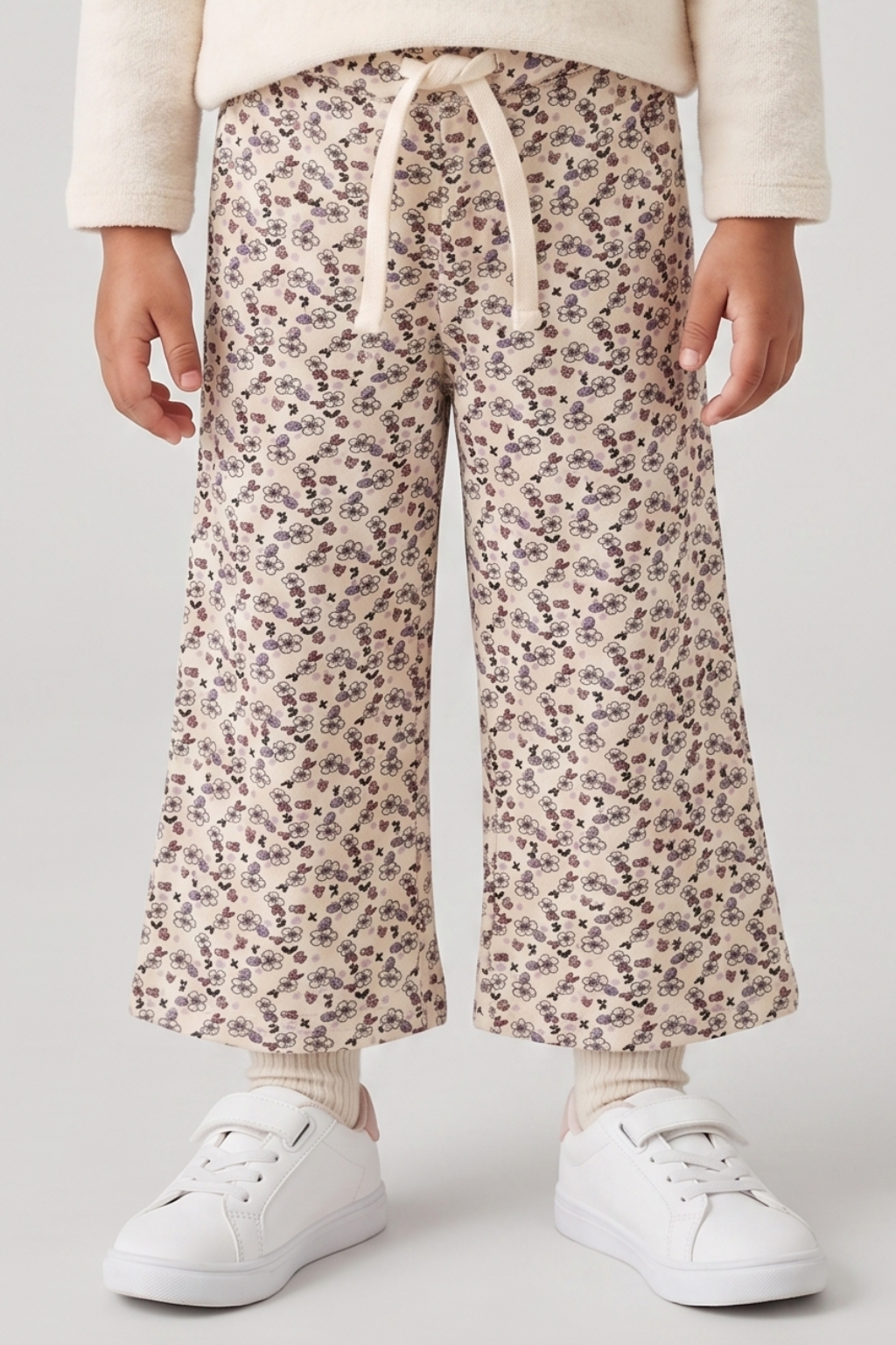 Cream With Multi Flowers Print Flapper For Girls Main image