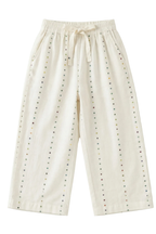 White Polka Dots Print Plazo Pockets Pajama For Girls