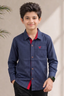 Black With Blue Flowers Print Single Pocket Full Sleeves Casual Shirt