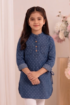 Blue Polka Dots Full Sleeves Front Double Pocket Casual Shirt