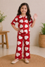 Red Heart Print Co-ord Fabric Suit For Girls