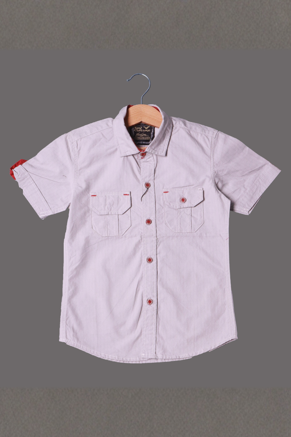 HAZEL GREY HALF SLEEVES DOUBLE POCKET SHIRT
