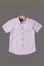 HAZEL GREY HALF SLEEVES DOUBLE POCKET SHIRT