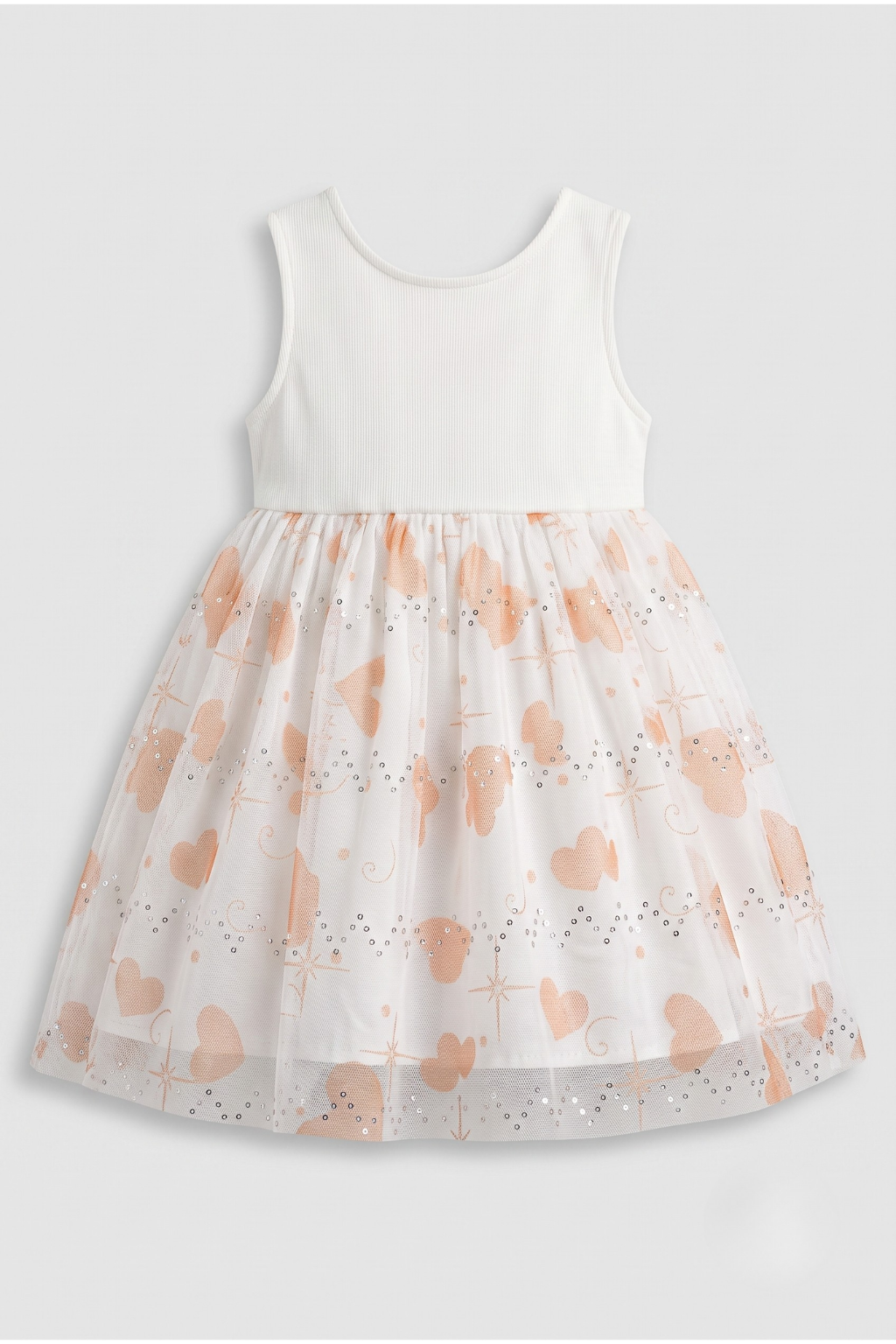 White With Orange Hearts Frock For Girls ( Minor Defection 1 Order 1 Frock )