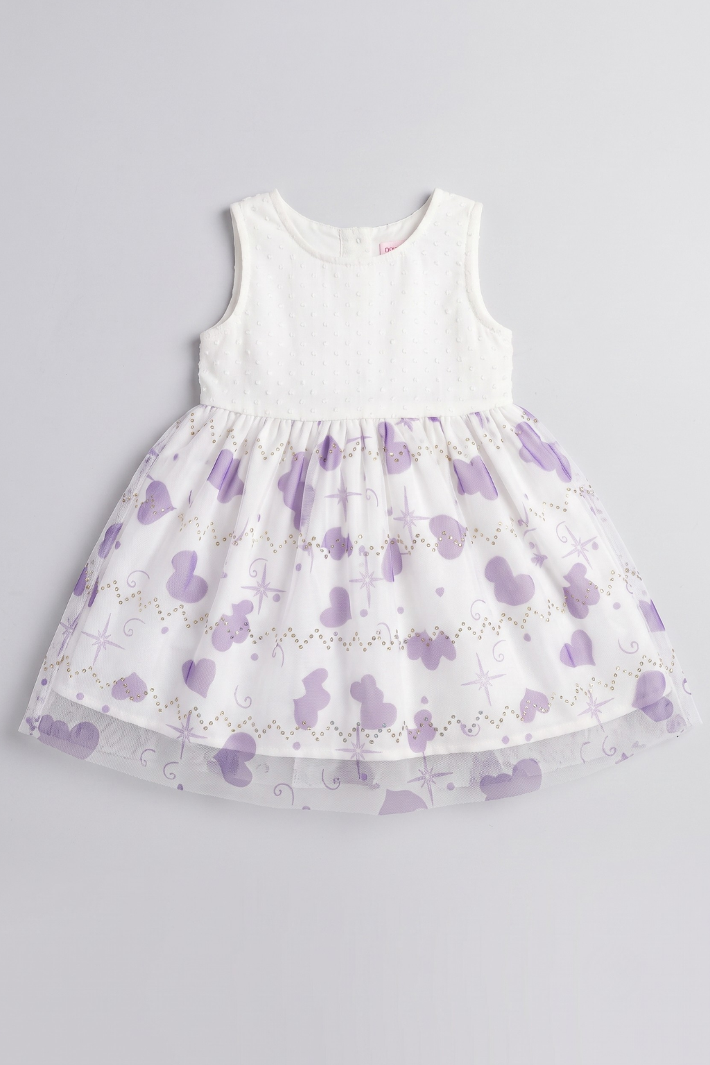 White With Purple Hearts Frock For Girls ( Minor Defection 1 Order 1 Frock ) Secondary image