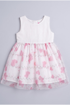 White With Pink Hearts Frock For Girls ( Minor Defection 1 Order 1 Frock )