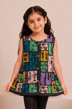 Multi Colors Sleeves Less Top Frock For Girls