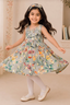 Grey Flowers Print With Hair Band Frock For Girls