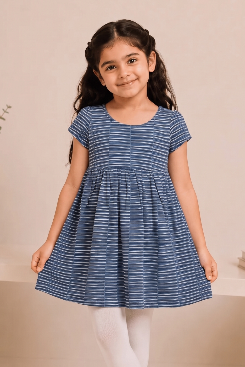 BLUE PATTERN DESIGN PRINTED FROCK FOR GIRLS