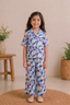 Purple Flowers Print Cotton Suit For Girls
