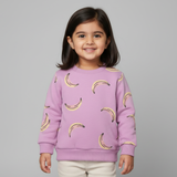 PURPLE BANANA PRINTED SWEATSHIRT FOR GIRLS