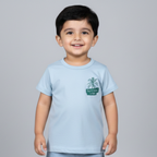 SKY BLUE "SUMMER VIBE" PRINT HALF SLEEVES T-SHIRT FOR BOYS