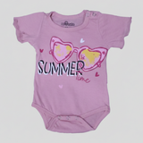 PINK SUMMER TIME PRINT HALF BODY HALF SLEEVES ROMPER