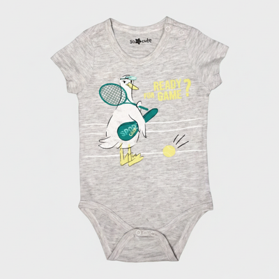 HAZEL GREY READY FOR GAME PRINT HALF BODY HALF SLEEVES ROMPER